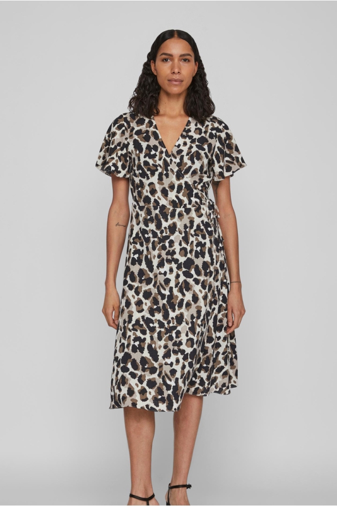 VILOVIE S/S WRAP MIDI DRESS/SU - NO 14059666 BIRCH/ASTRID